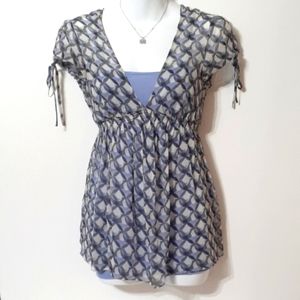 Express 100% Silk Blouse And Matching Cami